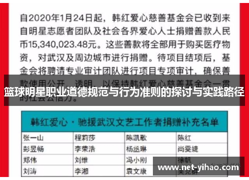 篮球明星职业道德规范与行为准则的探讨与实践路径