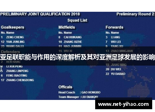 亚足联职能与作用的深度解析及其对亚洲足球发展的影响